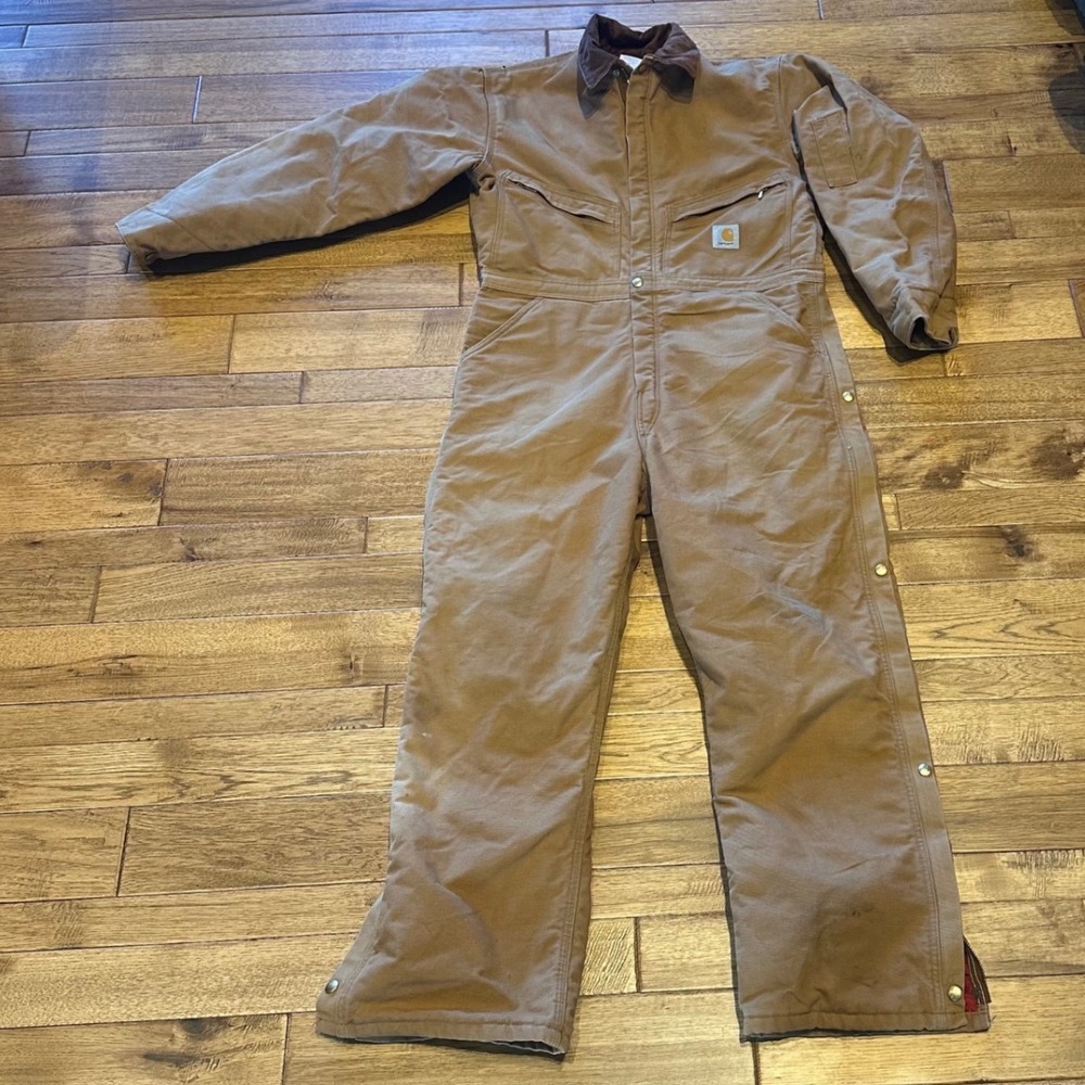 Carhartt Mens 42 R Quilted Lined Insulated Work‎ Coveralls Jumpsuit Bib Overalls